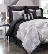 Silver lining. The epitome of chic and sophisticated, this Meiko comforter set features a subtle floral ground and hand-pleated details for luxe texture.