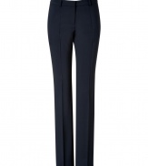 Your workweek style just got more chic with these straight leg pants from Hugo - Flat front, belt loops, off-seam pockets, single back welt pocket, straight leg with crease detail - Slim fit - Style with a fitted blouse, a blazer, and classic pumps