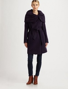 Beyond cozy, this stylish coat features a dramatic collar, convenient pockets and a self-tie belt that defines the silhouette.Oversized collarPrincess seamsSelf-tie beltFlap pocketsFully linedAbout 36 from shoulder to hem66% suri alpaca/32% wool/2% nylonDry cleanImported Model shown is 5'11 (180cm) wearing US size 2. 