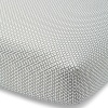 A modern small square pattern in soft grey.The American Academy of Pediatrics and the U.S. Consumer Product Safety Commission have made recommendations for safe bedding practices for babies. When putting infants under 12 months to sleep, remove pillows, quilts, comforters, and other soft items from the crib.