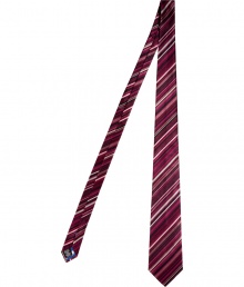 Add a stylish accent to your tried-and-true workweek look with this mod-inspired printed tie from PS by Paul Smith - Slim silk tie with all-over stripe print - Pair with a sleek suit or a button down, blazer, and jeans