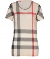 Effortless and iconic, Burberry Brits tonal tee is a cool way to wear the brands classic check - Round neckline, short sleeves - Long, lean fit - Layer under a boyfriend blazer, or cashmere cardigan with jeans