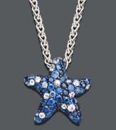 Dive into cool style in ocean blue hues. Balissima by Effy Collection pendant features pave-set, multicolored sapphires (2-3/4 ct. t.w.) in a starfish-shaped pattern. Setting and chain crafted in sterling silver. Approximate length: 18 inches. Approximate drop: 1 inch.