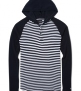 This hooded knit henley by Hurley is the perfect pullover for laid back looks.