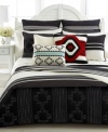 Lauren Ralph Lauren's Black Adobe bold stripe pillow features intricate quilting in black and cream tones for a decidedly Southwestern flair.