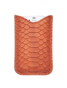 A sleek and compact case in python-embossed leather, specially designed for all iPhones and newer BlackBerry models. Shammy-cloth lining securely holds your phone in place.Fits all iPhones and new BlackBerry modelsLeather3.5 X 5Made in USA