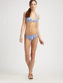 EXCLUSIVELY AT SAKS.COM. This flattering halter top and stretch bikini bottom feature a pretty blue and white paisley print.Triangle cupsHalter strap clasp closureBack tie closureStretch bottom80% polyamide/20% elastaneFully linedHand washMade in Italy