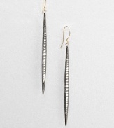 Aptly named, these elongated pod-like strands of oxidized silver are set with graduated rows of dazzling diamonds, tapering as they drop.Diamonds, .40 tcwSterling silver and 14k yellow goldDrop, about 2½Ear wireMade in USA