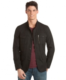 At ease: Calvin Klein Jeans takes the military silhouette of a field jacket and makes it in an easygoing brushed cotton.