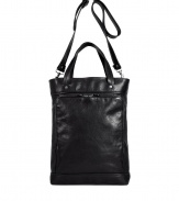 The perfect companion for trekking around the city or busy days at the office, Maison Martin Margielas jet black leather shopping bag gives a chic, streamlined finish to your outfit - Convertible tote with removable buckled shoulder strap, two-way zippered back pocket, zippered top panel, inside zippered back wall pocket - Make it your everyday favorite accessory for a luxe, modern finish