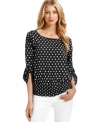 Polka dots are so grown up in this petite top from MICHAEL Michael Kors!