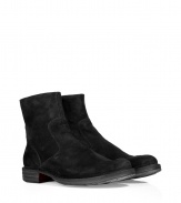 Add instant of-the-moment style to your dressed up or casual looks with these luxe suede ankle boots from celeb favorite shoe line Fiorentini & Baker - Slightly upturned rounded toe, chunky leather heel, side zip closure - Runs large, so order a size down - Style with jeans, slim trousers, or corduroys