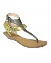 When warm weather hits, the Reminder sandal by Nine West will be there to lead the way. With shiny double straps and a classic flat sandal silhouette.