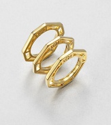 A set of three 16k goldplated rings in a geometric octagon shape. 16k goldplated brassLogo accentedImported