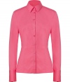 Your workweek style just got more chic with this pink-hued flattering button down from Hugo - Spread collar, front button placket, long sleeves with barrel cuffs, slim tailored fit - Wear with sleek trousers, jeans, or cropped pants