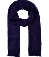 Give your look a sleek finish with Neil Barretts ink blue chunky knit scarf, finished with contrast ribbed trim for that high-fashion homespun feel - Rolled ends, wool-mix, contrast knit throughout - Pair with sharply cut outerwear