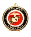 The eagle, the globe and the anchor make up the United States Marine Corps emblem, and they are presented here by ChemArt as a salute to USMC personnel and their families in time for Christmas. Hang this bright medallion ornament and take pride in their service to the country.