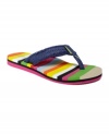 Style your friends will want to steal! The Vandal flip flops by Sugar are perfect for summer with their bold, color blocked footbed and cute denim straps.