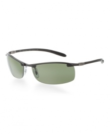 Wrapped up in innovation and technology, Ray-Ban introduces their black, rimless TECH sunglasses. Featuring an entirely carbon fiber frame and wraparound fit these sunglasses are strong and flexible - everything you need to perform at your highest level.