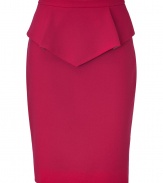 A vibrant, ripe raspberry hue and an of the moment peplum embellishment lend this Matthew Williamson wool skirt its fashionable flair - Curve-hugging pencil cut with slim banded waist and decorative draped peplum - Zips at back - Seamlessly transitions from the office to parties, openings and dinners - Pair with a silk blouse, a button down or a fitted pullover and sandals or ankle booties