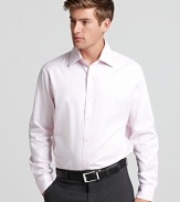 An alluring satin stripe dress shirt from Michael Kors in a classic fit for polished workdays.