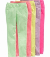 A rainbow of happy hues! Freestyle amps up the color factor with their trendy take on the skinny jean.