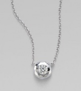 From the Silver Rain Collection. A fiery, faceted diamond is bezel set in sterling silver, adding extraordinary sparkle to a box chain.Diamond, .17 tcw Sterling silver About 18 Lobster clasp closure Imported