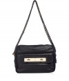 Luxurious bag in fine black leather - It piece from the British accessory house Mulberry - the Carter Camera Bag - Stylish snake embossed - Square, pouch shape in a medium size - With a long link chain - New: the outside pocket with double turn lock closure - No short-lived It bag, you can use this bag forever - Practical size, works for day and evening