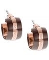 Warm up to these rosy earrings from Emporio Armani. Styled with rose-gold and brown ion-plating. Crafted in stainless steel. Approximate diameter: 1/2 diameter.