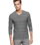 This v-neck sweater from Calvin Klein is a stylish wardrobe staple. With jeans or under a sport coat, you've got all your bases covered.