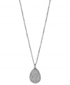 Fossil's pendant makes a stunning statement. Crafted from silver-tone stainless steel, it also features sparkling accents for a lustrous touch. Length: 18 inches + 2-inch extender. Approximate drop: 1 inch.