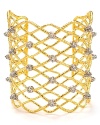 Take a detailed approach with this piece of woven wrist wear from Alexis Bittar. This statement cuff is crafted from gold plate with inset crystal studs for an added edge.