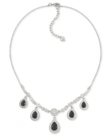 The look of luxe. Carolee's pear-drop necklace is crafted from silver-tone mixed metal and features five glass stones ready for any formal affair. Approximate adjustable length: 16 inches + 2-inch extender. Approximate drop: 1 inch.