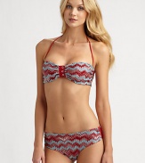 An undeniable Missoni charmer, this bandeau bikini set features ruched details for a flattering fit.Bandeau topRemovable halter strapStretch bottomRayonHand washMade in Italy of imported fabric