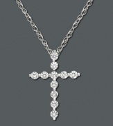 Give her the ultimate gift of faith, with some serious sparkle. This beautiful cross pendant features certified near colorless round-cut diamond (1/4 ct. t.w) in a shining 14k white gold setting. Approximate length: 18 inches. Approximate drop: 5/8 inch.