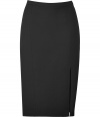 Tailored work looks get a sleek, streamlined finish with Emilio Puccis ultra luxe wool-silk pencil skirt, tailored to perfection with a deep side slit - Hidden side zip, unlined, form-fitting - Pair with feminine tops and statement heels