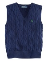 The essential sweater vest in handsome and durable cabled cotton.