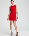 In warm, rosy hues, this two-tone ABS by Allen Schwartz shift dress lends a trend-right look in a color blocked design.