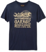 Rev up your weekend style with this cool graphic tee from Lucky Brand Jeans.