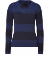 Classic yet chic, this cashmere-and-wool-blend striped pullover is a new season essential - Round neck, long sleeves, wide stripe knit pattern, slim fit - Wear with skinny jeans, cropped trousers, or a pencil skirt