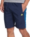 Take action. These adidas shorts utilize ClimaCool technology to keep you dry and cool when you're out and on the go.