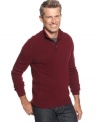 Classic with a twist. A mock neck and ribbing upgrade this Geoffrey Beene sweater to a modern must have.