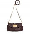 Infuse your favorite looks with instant impact with this bold bag from Marc by Marc Jacobs - Rounded envelope shape, front flap with logo plaque detail, chain and leather detailed long shoulder strap - Perfect for running around town or cocktails with the girls