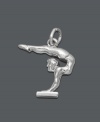 This sweet charm will have you doing flips. Rembrandt design features a gymnast doing a handstand. Crafted in sterling silver. Approximate drop: 3/4 inch.