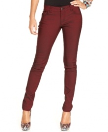 Rock the colored denim trend like no other in Celebrity Pink Jeans' five-pocket curvy skinny jeans!