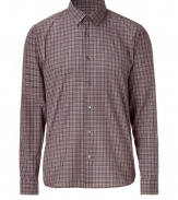 Stylish dress shirt in fine cotton - In a trendy plaid, looks cool, casual and smart - Modern, slim cut with full-length button placket and short spread collar - No chest pocket, so it works perfectly under  V-neck pullovers and cardigans - Works for the office and for leisure - Wear with a suit, jeans, khakis