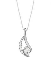 Set sail on shimmering seas. Sirena's stunning pendant necklace resembles the sail of a ship, while round-cut diamonds (1/4 ct. t.w.) reflect the light. Set in 14k white gold. Approximate length: 18 inches. Approximate drop: 3/4 inch.