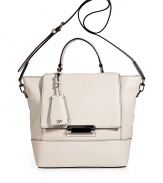 With a ladylike top handle and practical crossbody strap, Diane von Furstenbergs leather satchel is perfect choice for busy days - Flap with push-lock bar closure, zippered back pocket, satchel handle with lips mirror concealed in attached logo fob, removable belted crossbody strap, inside zippered back wall pocket, two front wall slot pockets, zippered front wall pocket, protective feet - Wear as a chic polish to tailored business looks