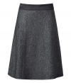 Elegant skirt made ​.​.of fine wool blend - Classic in charcoal grey heather - Feminine, lightly swaying A-line - A business skirt par excellence, to wear in the office, agency - In a pleasant, just above the knee length - Pair with tie blouses, delicate cashmere pullovers, blazers or twin sets and pumps or mules