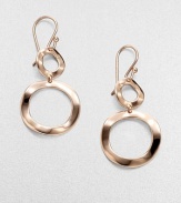 An elegant design of graduated, open ovals in 18k gold and sterling silver with a warm 18k rose goldplating. 18k gold and sterling silver with 18k rose goldplatingDrop, about 1½Hook backImported 